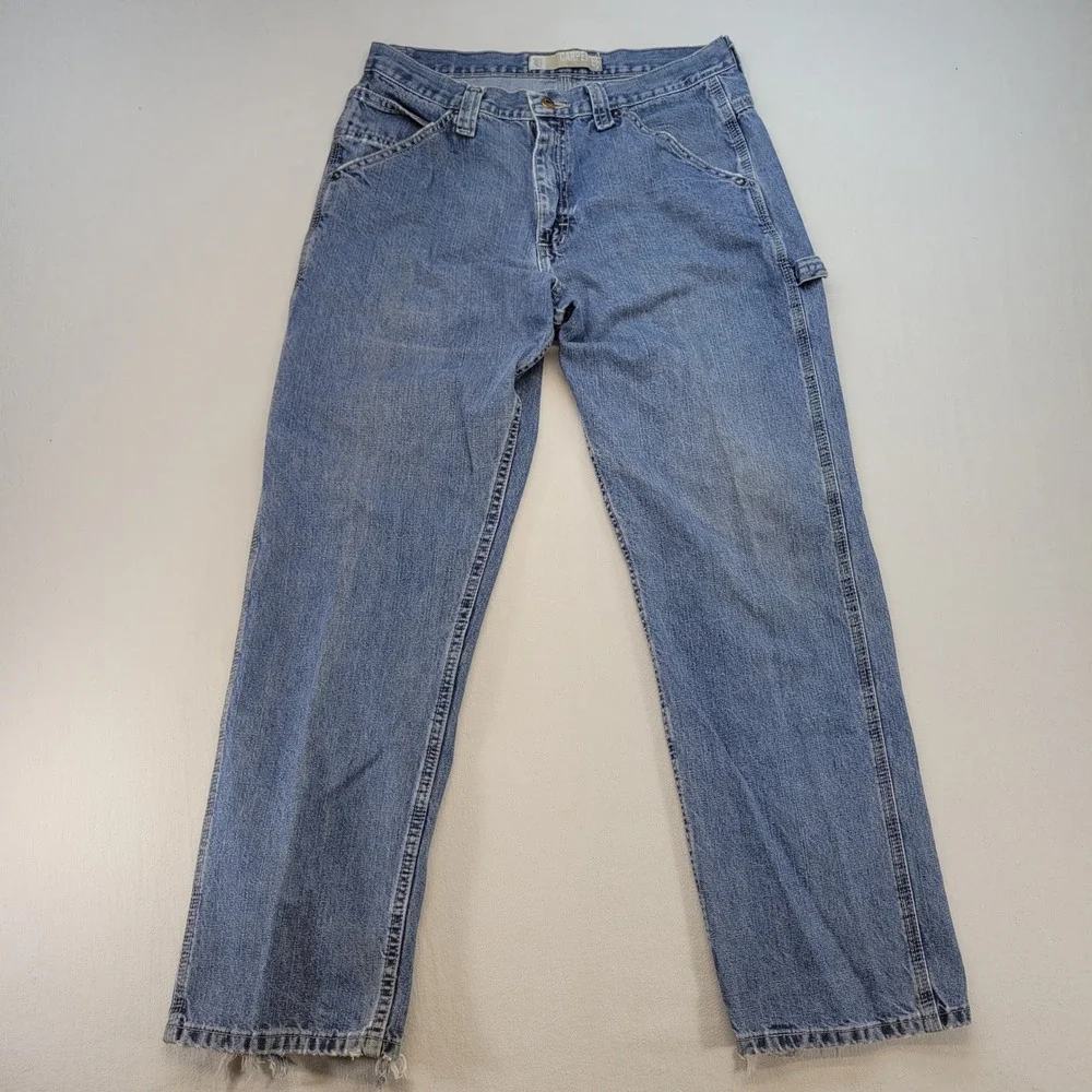 Lee Dungarees Carpenter Jeans Mens 32x30 Blue Denim Straight Utility Workwear
